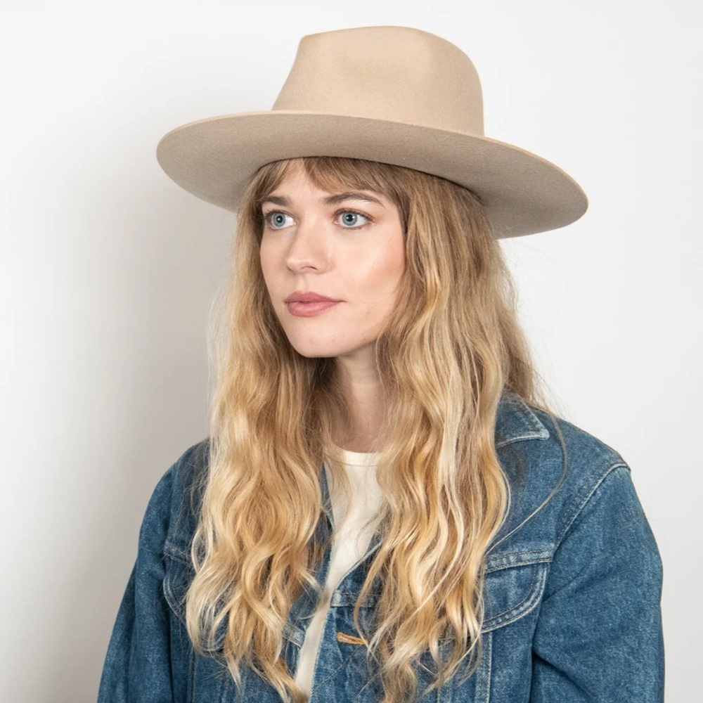 Wyeth Harper Tan Wool Felt Hat Leather Band Western Ranch O/S